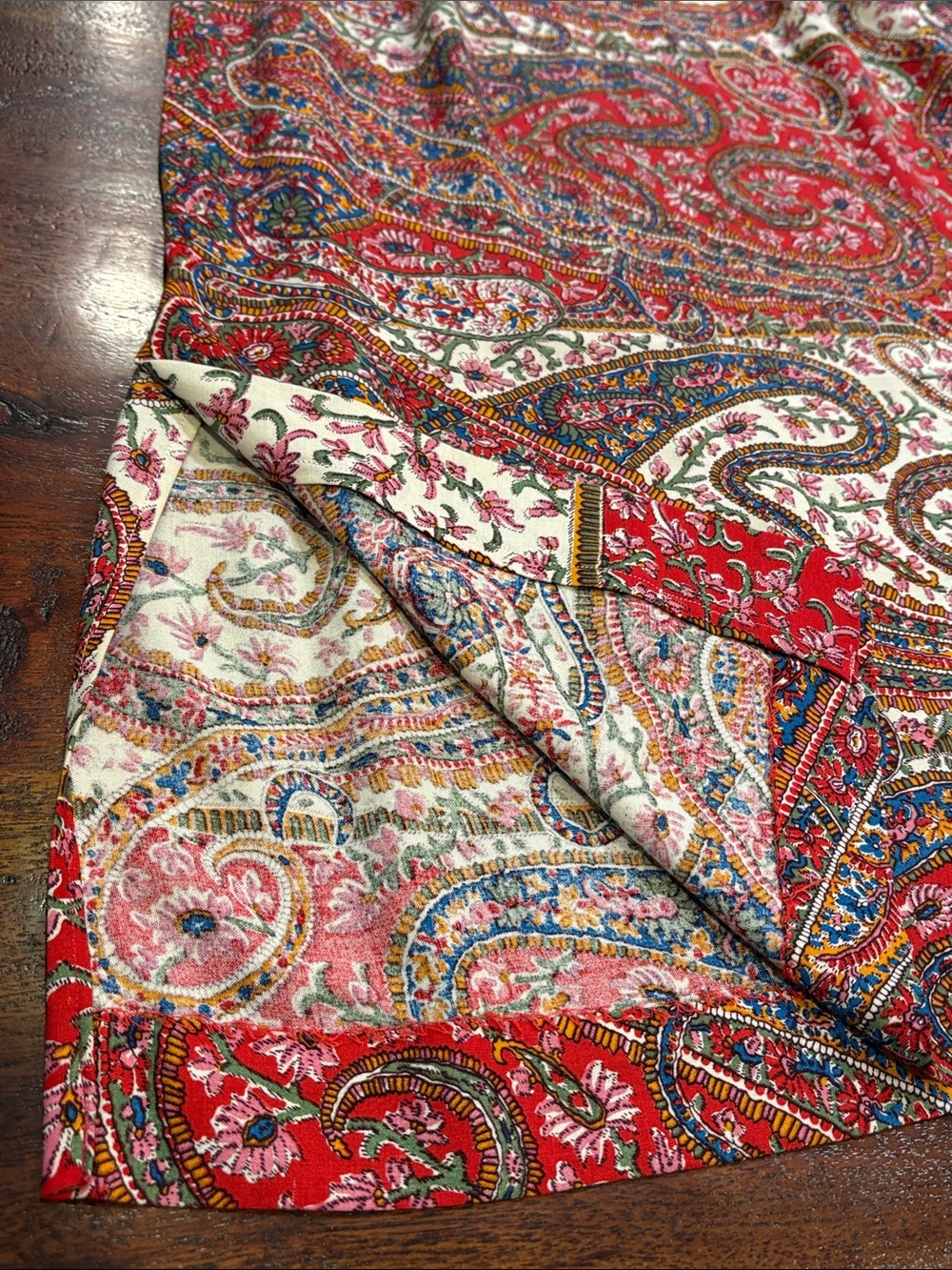 Vintage Ralph Lauren Blue Label 90s Red Long Paisley Skirt size 4 - Picture 13 of 13